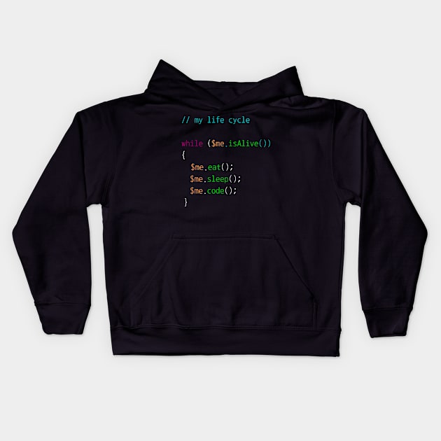 Coder life cycle Kids Hoodie by HotCodeDesign